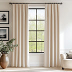 Lazzzy Velvet Curtains Beige Room Darkening Drapes For Bedroom Living Window Treatments Luxury Rod Pocket 90 Inches Long 2 Panels, W42 X L90