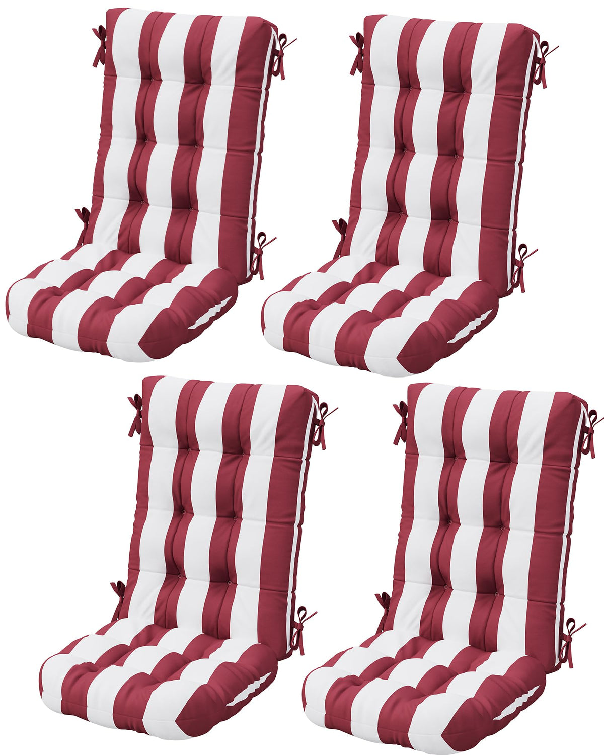 Serwall Hdpe Outdoor Rocking Chair Cushion Set Of 4, Memory Foam Cushion Red White
