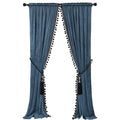 Luxury Pom Poms Curtain For Living Room Blackout Velvet 2 Panels Curtains Set Luxury Tassel Bedroom Curtains(Grey-Blue, (50W  84