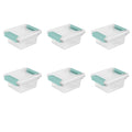 Sterilite Mini Clip Box, Stackable Small Storage Bin with Latching Lid, Plastic Container to Organize Office, Crafts, Clear Base
