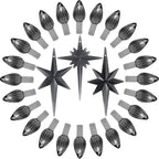 Ceramic Christmas Tree Replacement Lights Bulbs, Black Gray Medium Twist Plastics Pegs Ornaments for Ceramic Tree(87 Bulbs& 3 To