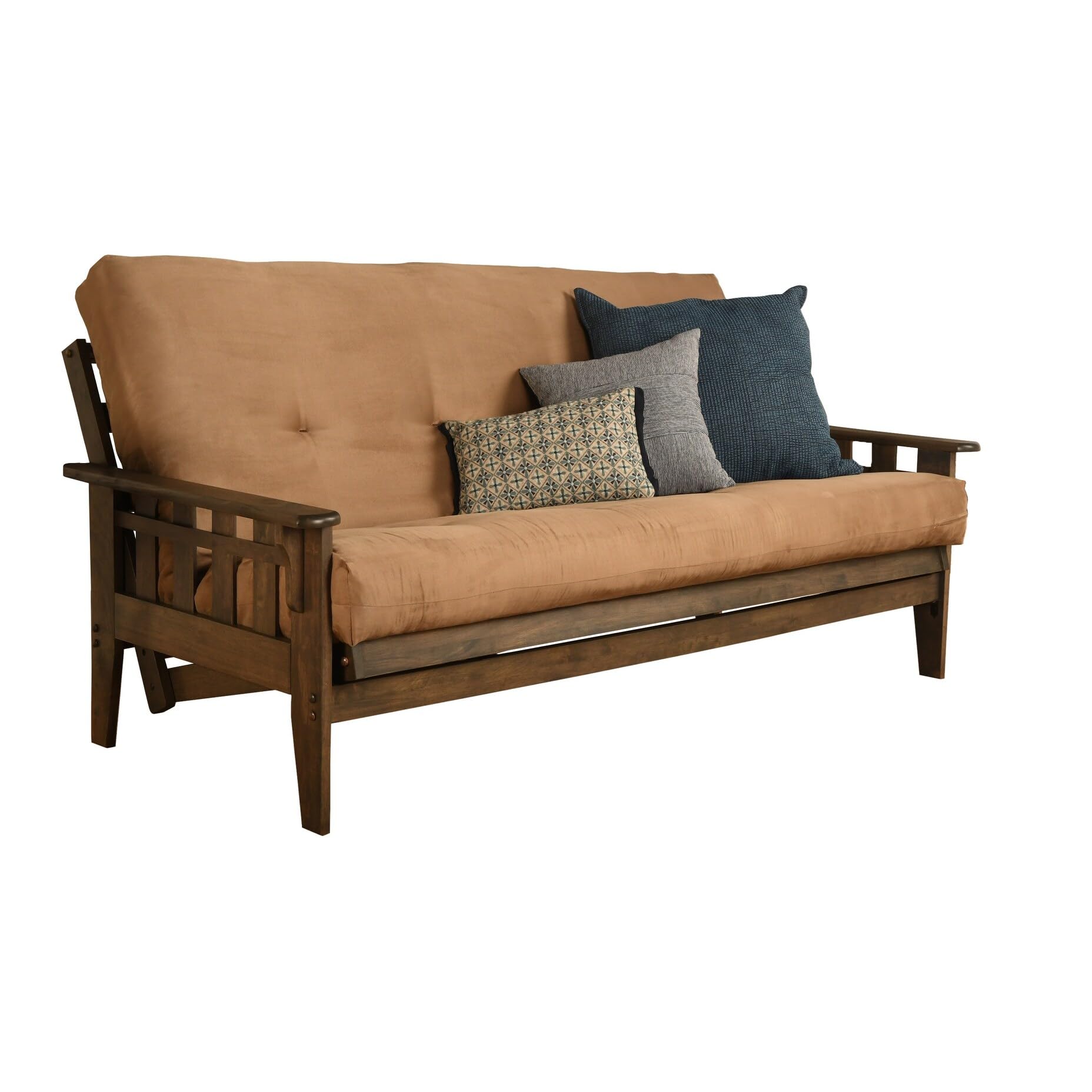 Kodiak Furniture Tucson Full Size Futon Set in Rustic Walnut Finish, Suede Peat
