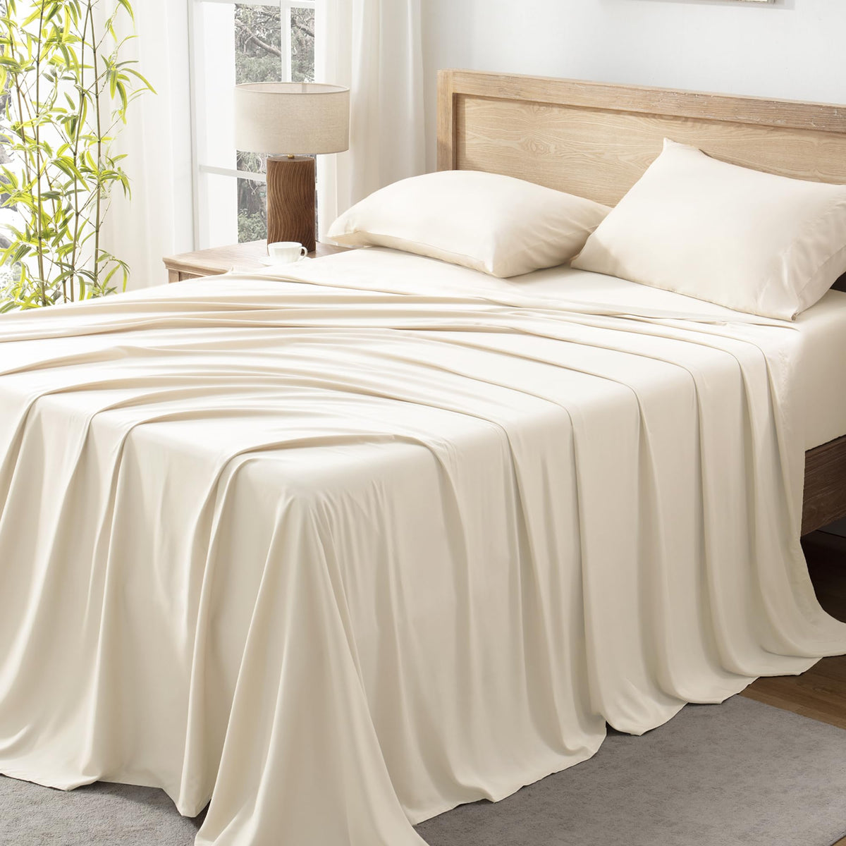 Andency King Size Sheets Set, 100% Viscose Derived From Bamboo, Cooling Summer King Sheets, Deep Pocket Up To 16', Silky Soft B