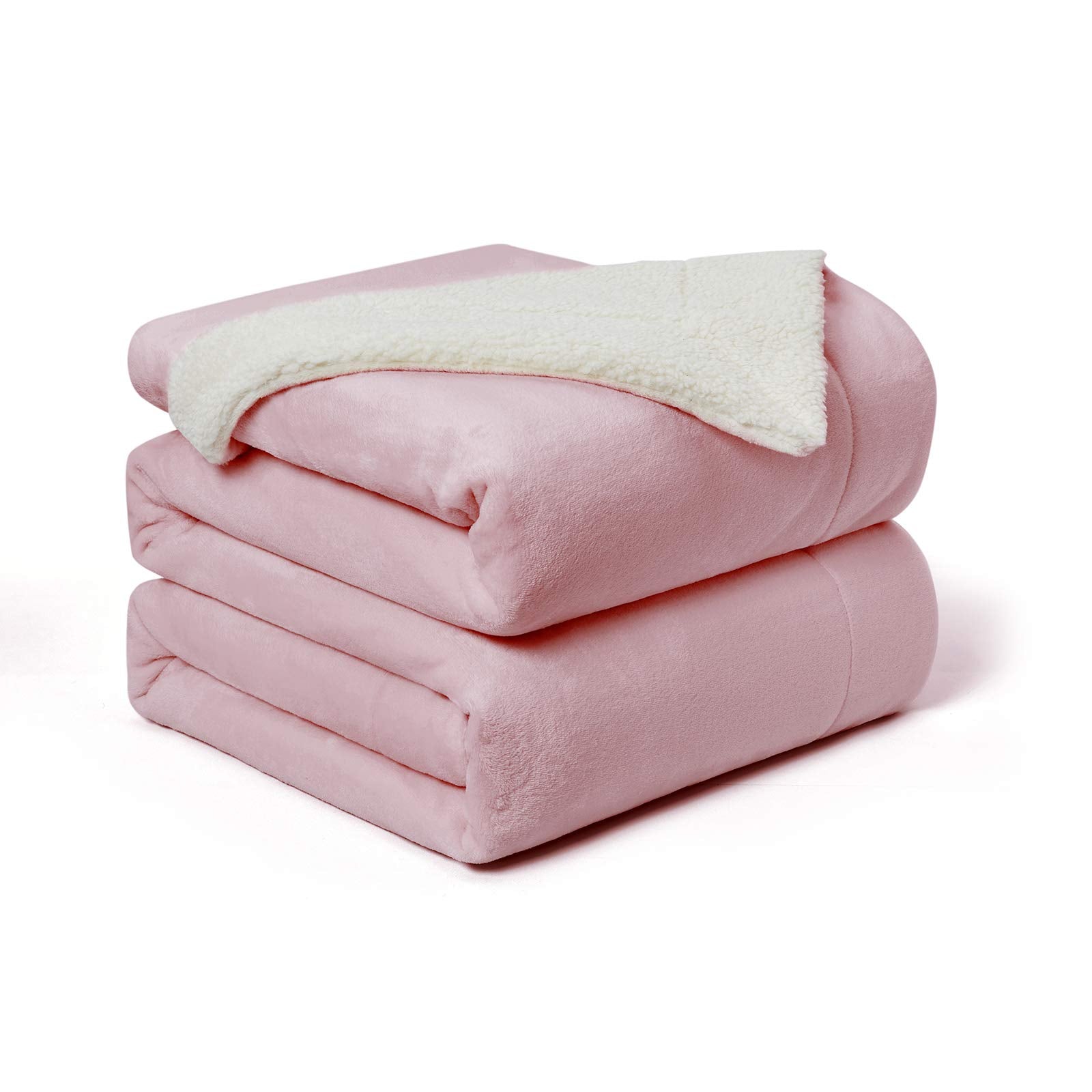 Walensee Sherpa Fleece Blanket (Throw Size 50   X60    Blush) Plush Throw Fuzzy Super Soft Reversible Microfiber Flannel Blanket