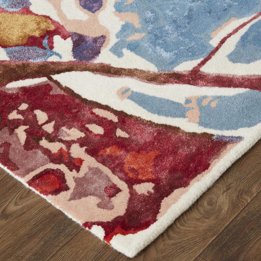 HomeRoots 513367 8 x 10 ft. Floral Tufted Handmade Area Rug Red Blue & Purple