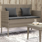 vidaXL Outdoor Loveseat Bench with Storage and Cushions - Gray Poly Rattan Patio Bench, Comfortable Dual Seating for Garden, Deck, Waterproof