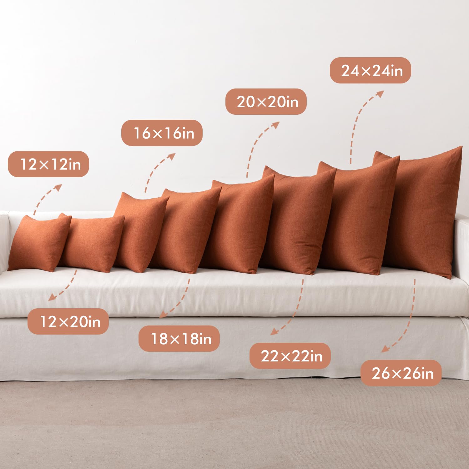 Miulee Pack Of 2 Decorative Outdoor Solid Waterproof Throw Pillow Covers Polyester Linen Garden Farmhouse Cushion Cases For Patio Tent Balcony Couch Sofa 12X12 Inch Rust