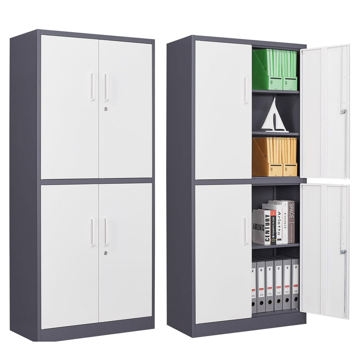 Letaya Metal Storage Cabinet With Lock Door, Adjustable Shelf Steel Cabinets For Office, Home,Pantry,Kitchen,Garage Utility Cabi