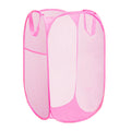 Aplter Portable Mesh Pop Up Laundry Hamper Pink Vertical Collapsible Laundry Basket With Strong Handles for Easy Storage, Suitab