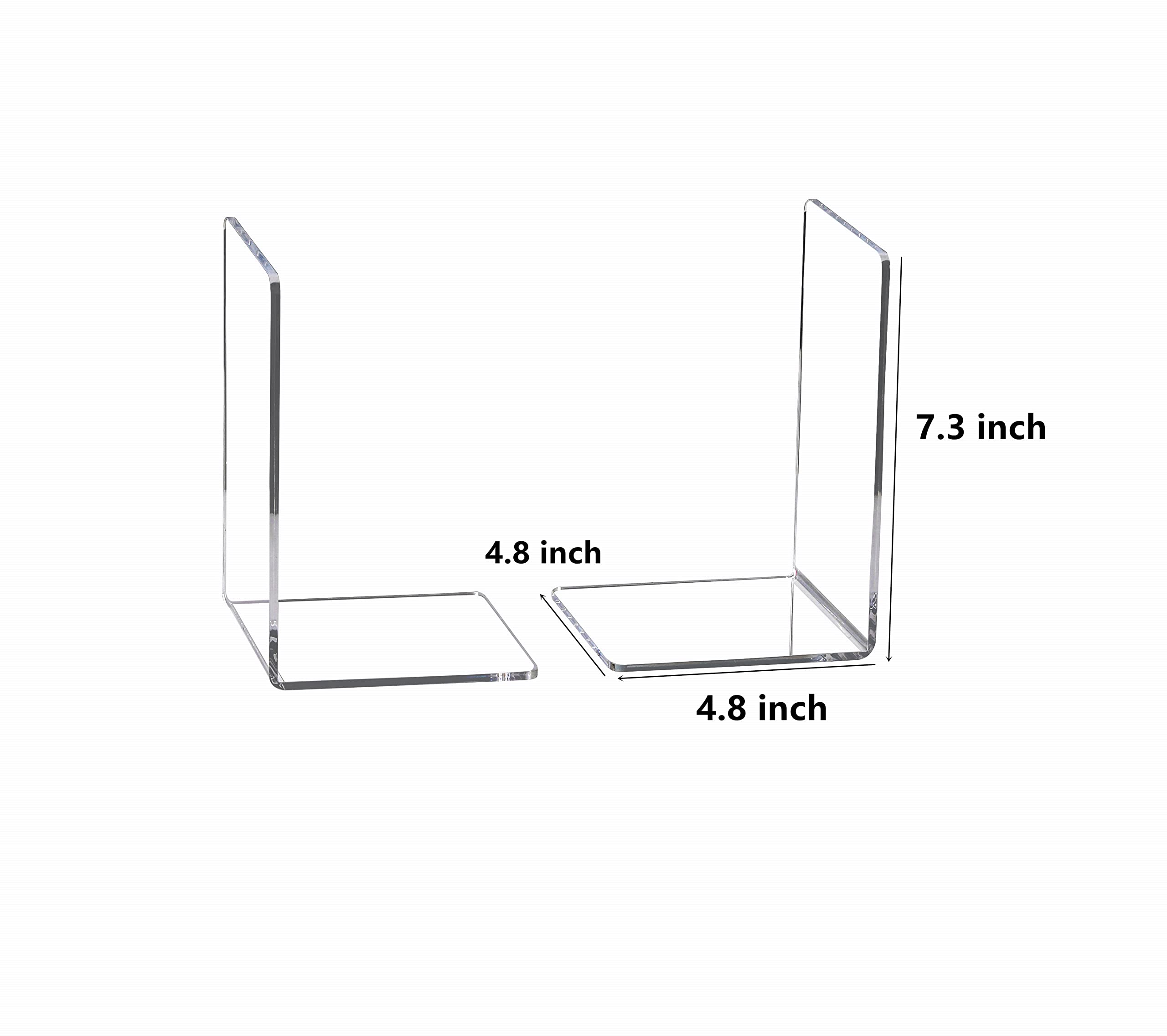 Cy Craft 4 Pieces Bookends,Clear Acrylic Bookends For Shelves,Heavy Duty Book Ends And Desktop Organizer,Book Stopper For Books/
