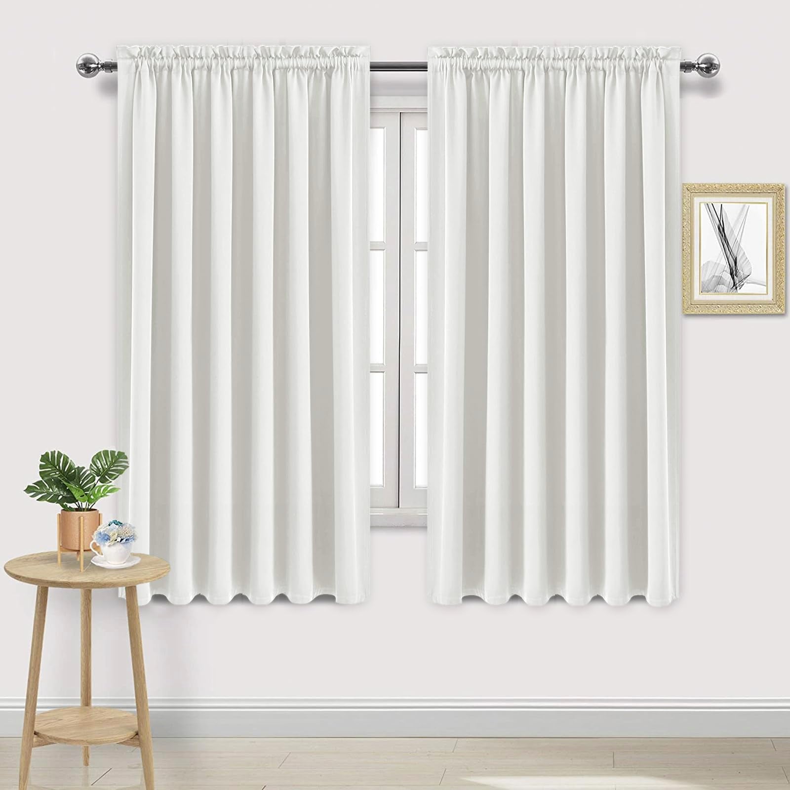 Dwcn Blackout Curtains For Living Room Thermal Insulated, Energy Saving & Noise Reducing Bedroom Curtains, Ivory, W 70X L 63 Inc