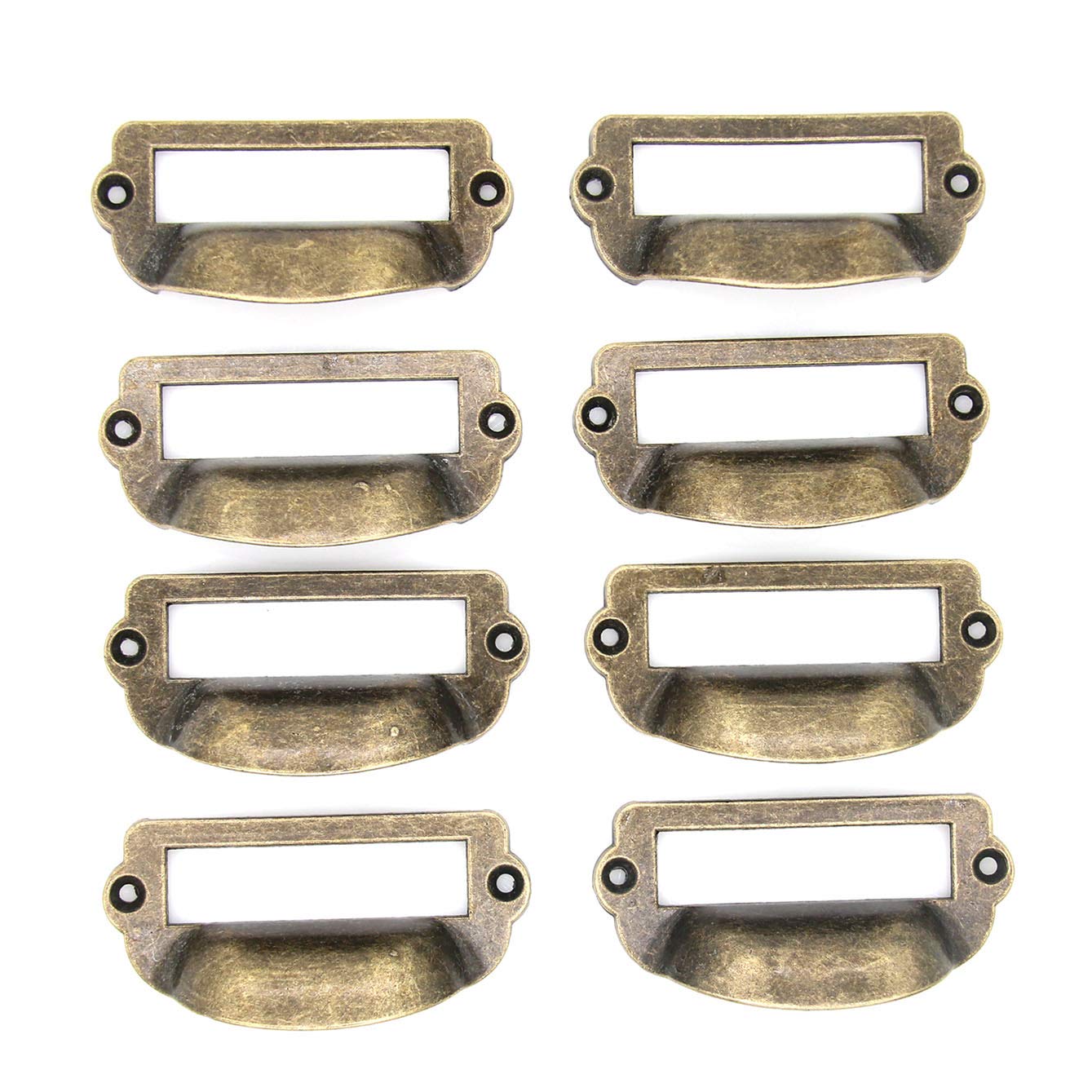 Lxz 8 Pcs Antique Brass Card Holder Drawer Pull/Label Tag Frames For Office Furniture Cupboard Cabinet Drawer File Case