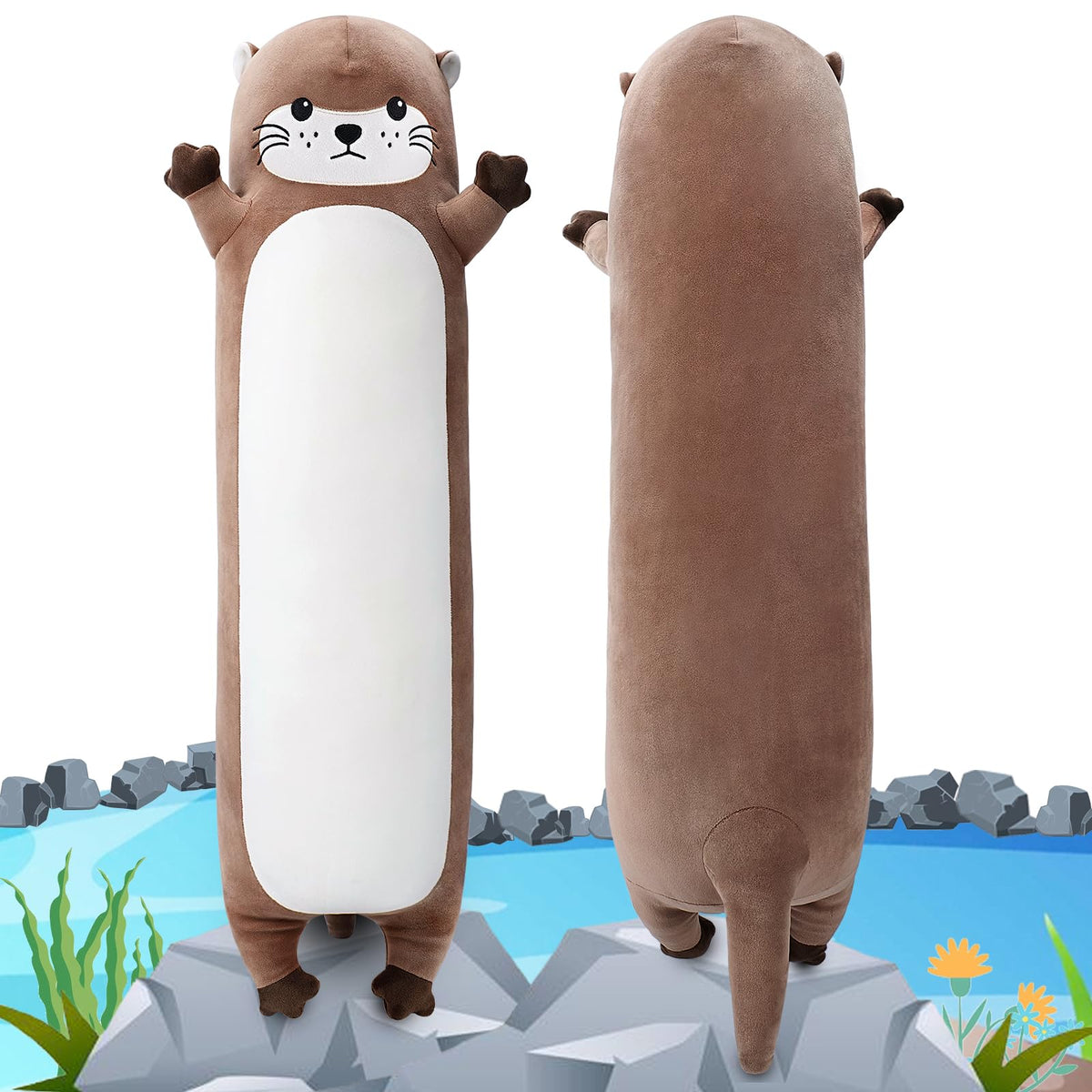 Sprinqdawin Large Otter Stuffed Animal,33.5    Long Otter Plush,Cute Plushies Animal Body Pillow,Kawaii Big Plush Toys Animal Gi