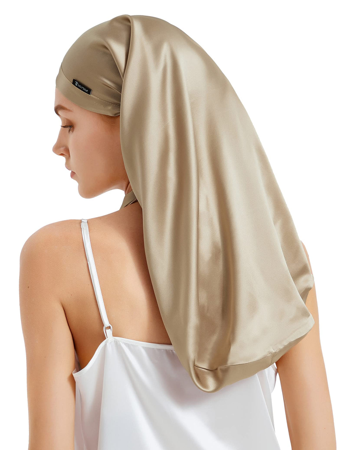 LILYSILK Mulberry Silk Sleep Cap 100% 19 Momme Long Silk Bonnet for Curly Hair, Night Cap for Sleeping, Silk Hair Wrap for Women