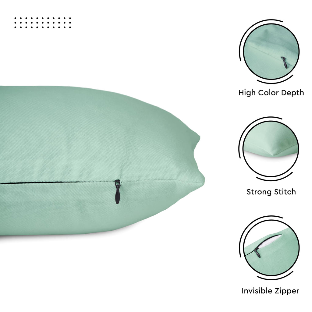 Cotton Canvas Throw Pillow Covers By Encasa Pack Of 2 Mint Green 24'X24' No Insert With Hidden Zipper | Decorative Cushion Cov