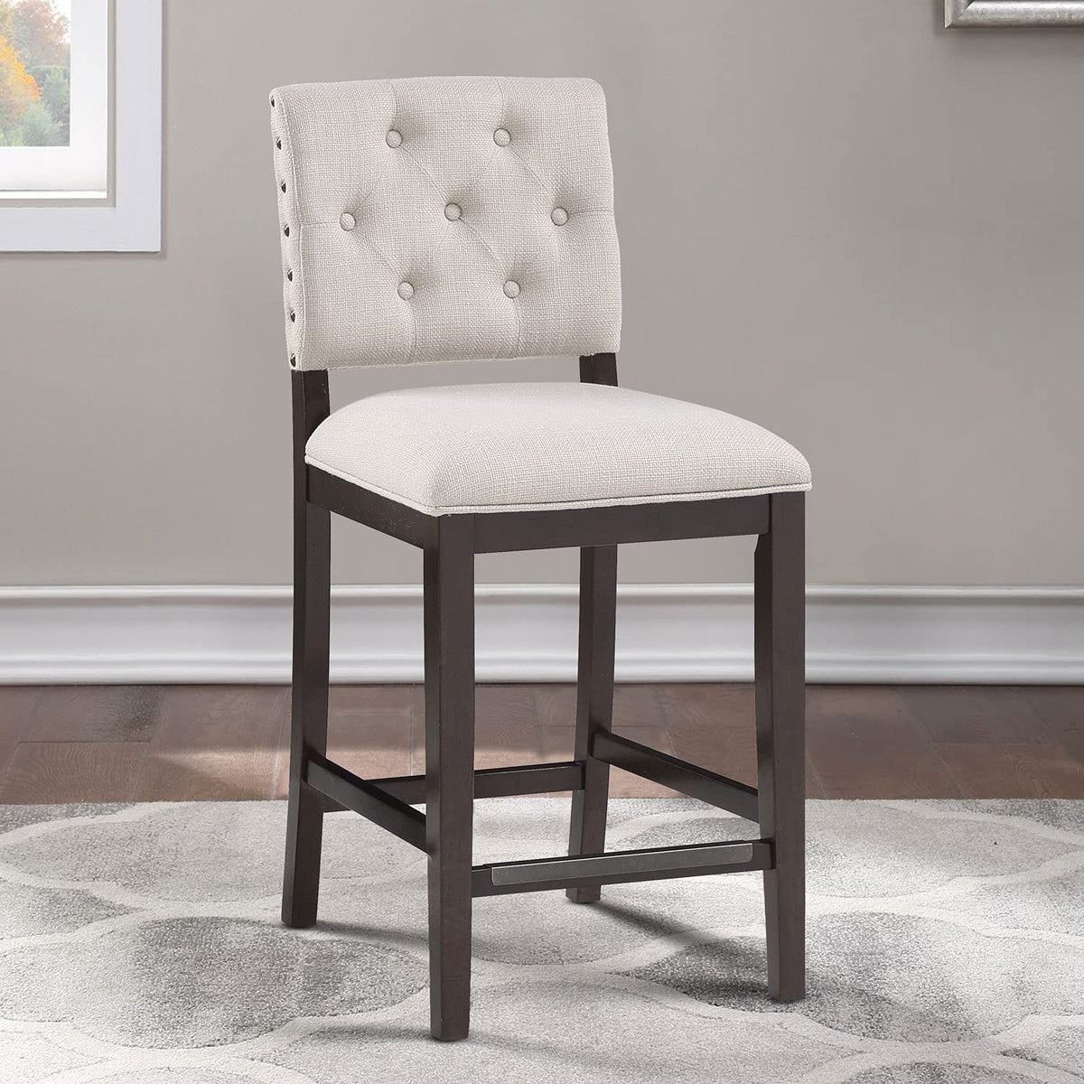 American Woodcrafters Lynwood Walnut Stationary Wood Counter 26-Inch Barstool