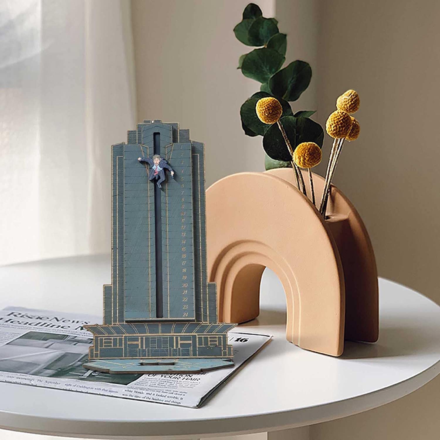 Deadly Wooden Advent Calendar For Christmas Countdown, Hans Gruber Dropped Nakatomi Plaza (Large)
