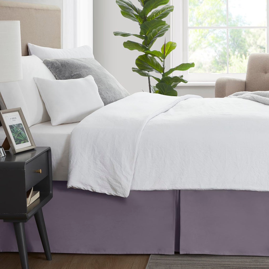 Nestl Grayish Purple Bed Skirt Cal King Size - Cal King Bed Skirt 14 Inch Drop - Brushed Microfiber Bed Skirts - Hotel Quality Pleated Bed Skirt - Shrinkage & Fade Resistant