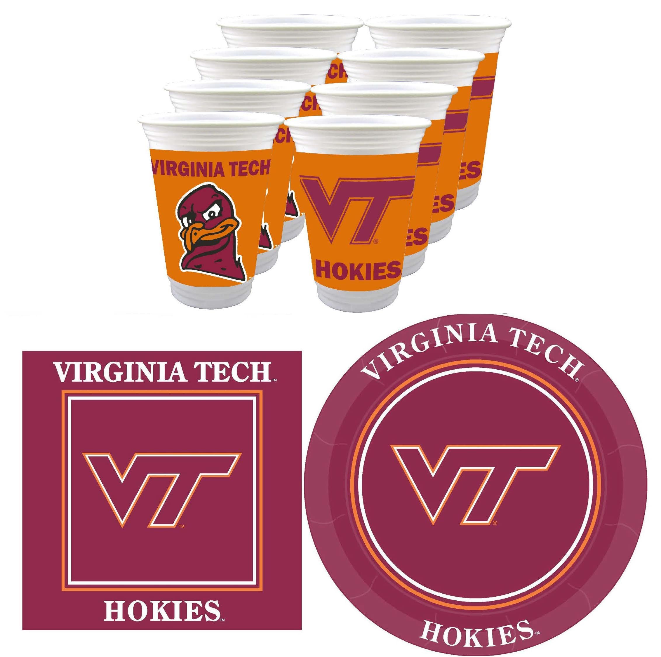 Virginia Tech Hokies Party Supplies 48 Piece Officially Licensed University Set: 16 oz. Plastic Beverage Cups, 9 Paper Plates, L