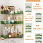 Sunzos 3-Tier Corner Bathroom Counter Organizer, Bathroom Organizer Countertop With Makeup Brush Holder, Vanity Makeup Cosmetic