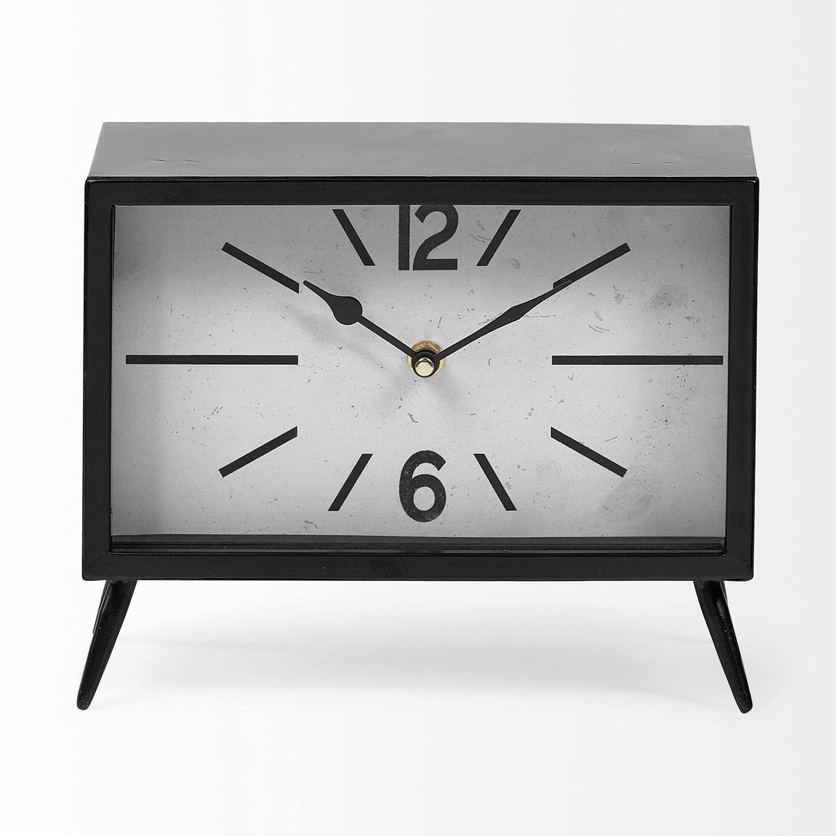 HomeRoots Metal, Other Rectangular Black Metal Desk Table Clock