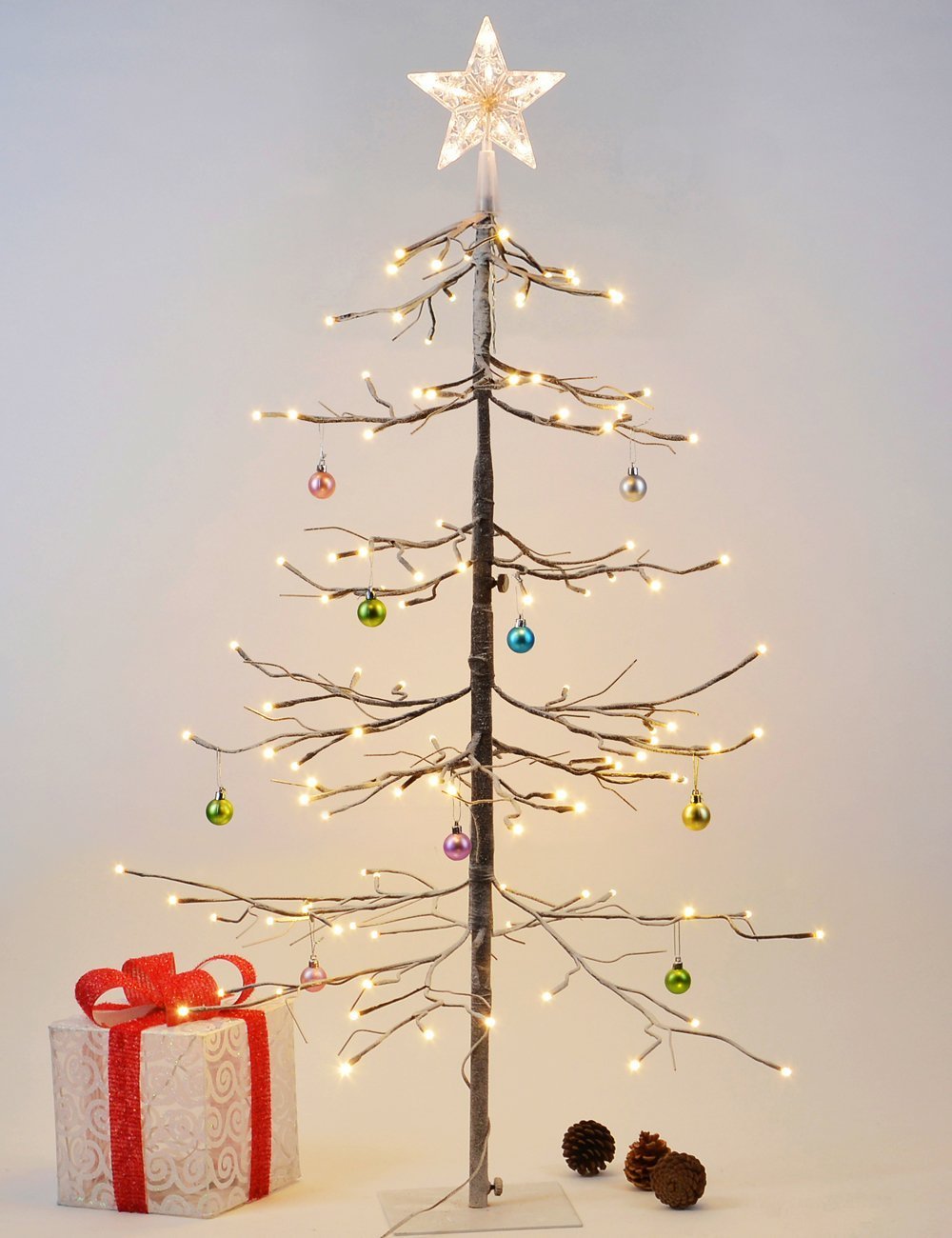 LIGHTSHARE 4 ft. Snowy Fir Tree, 112 LED Lights, for Indoor and Outdoor Use, Warm White, for Home Festival Party Christmas (4FT)