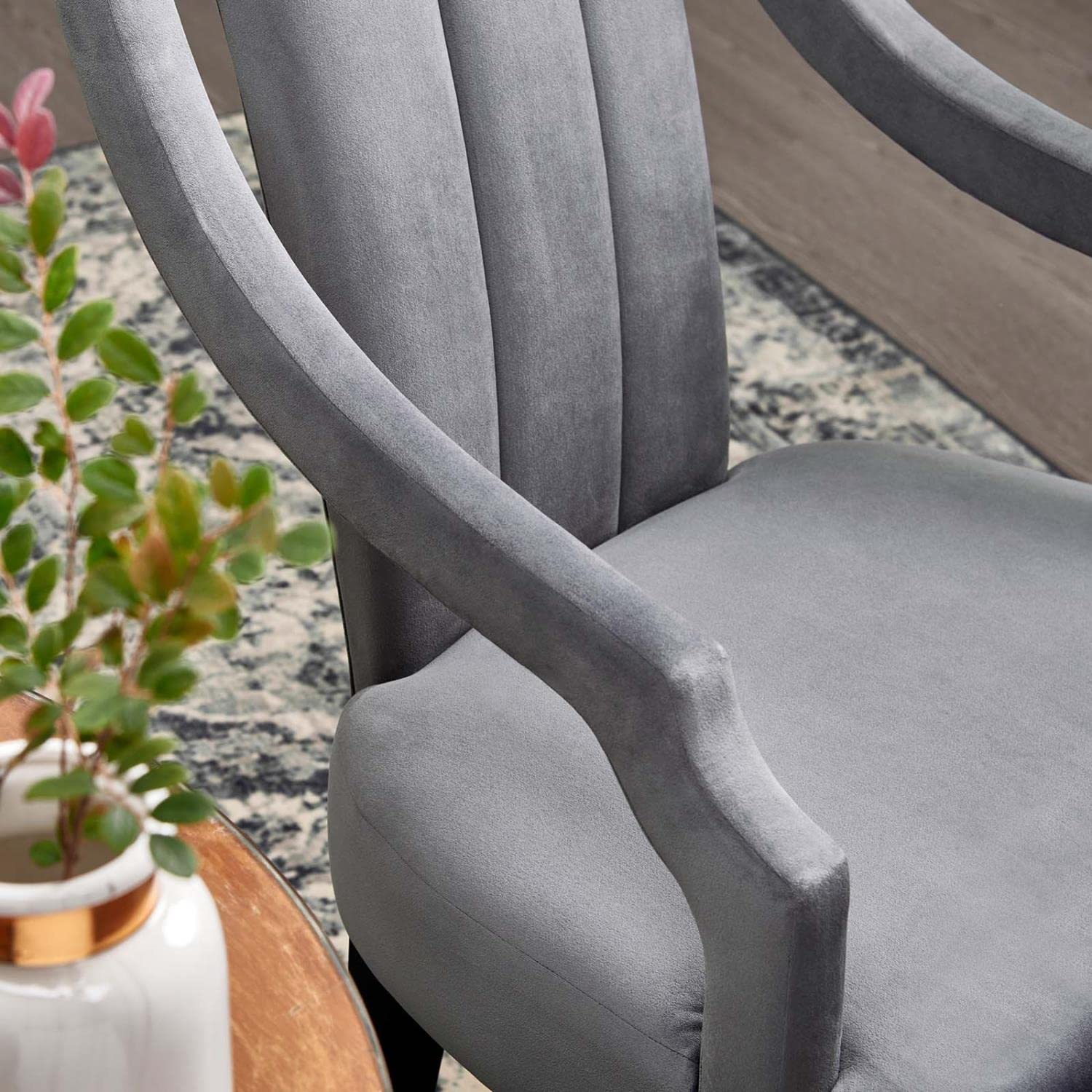 Modway Virtue Performance Velvet Dining Chairs In Gray (Set Of 2)