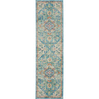 Nourison Passion Ivory/Light Blue 1'10' X 6' Area Rug, Boho, Moroccan, Bed Room, Living Room, Dining Room, Kitchen, Easy Cleani