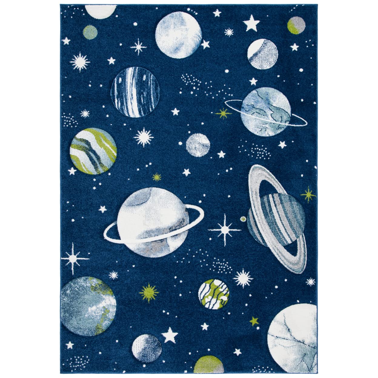 SAFAVIEH Carousel Kids Collection Accent Rug - 2 x 3, Navy & Ivory, Non-Shedding & Easy Care, Ideal for High Traffic Areas for