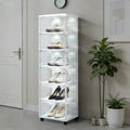 SAYMA LED Shoe Storage Box, Clear Shoe Storage Organizer W/Magnetic Door