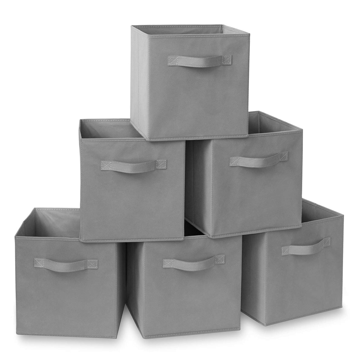 Casafield Set of 6 Collapsible Fabric Cube Storage Bins, Gray - 11'' Foldable Cloth Baskets for Shelves, Cubby Organizers & More