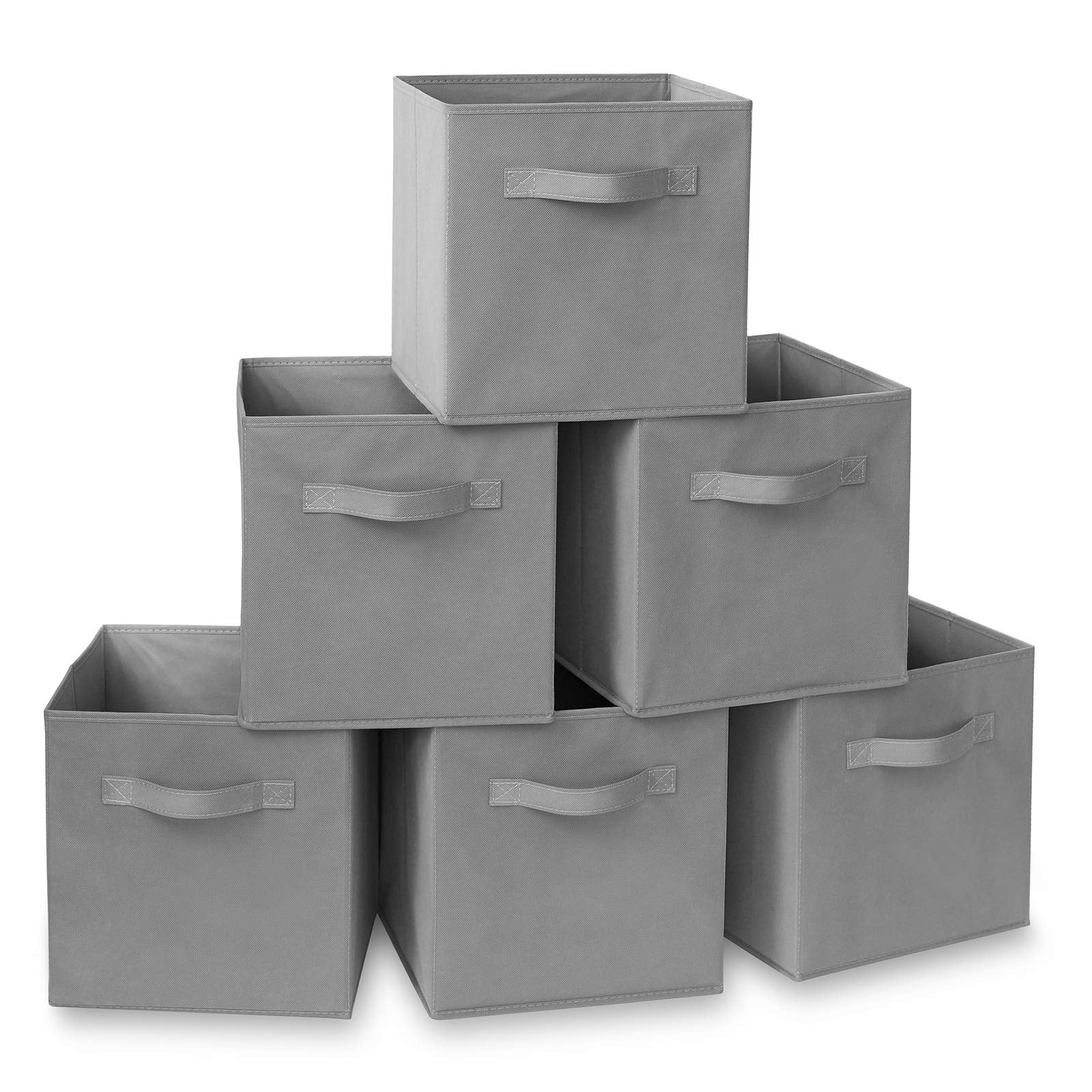 Casafield Set of 6 Collapsible Fabric Cube Storage Bins, Gray - 11'' Foldable Cloth Baskets for Shelves, Cubby Organizers & More