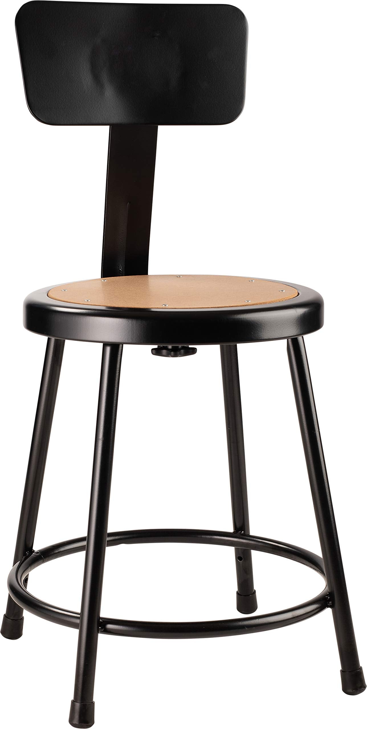 National Public Seating 6218B-10-CN 18" Heavy Duty Steel Stool with Backrest (5 Pack), Black