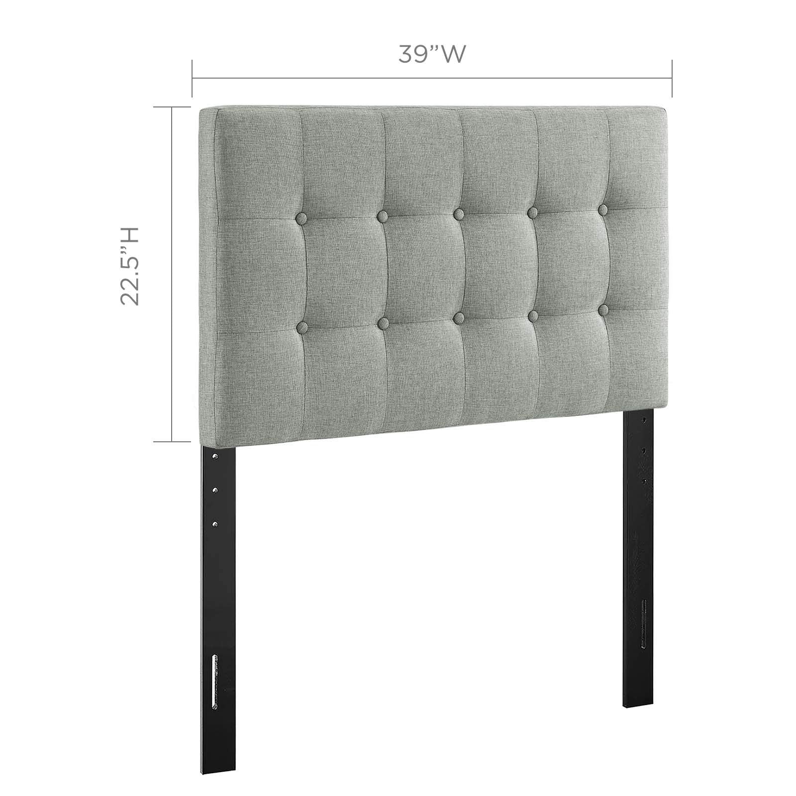 Modway Emily Tufted Button Linen Fabric Upholstered Twin Headboard in Gray