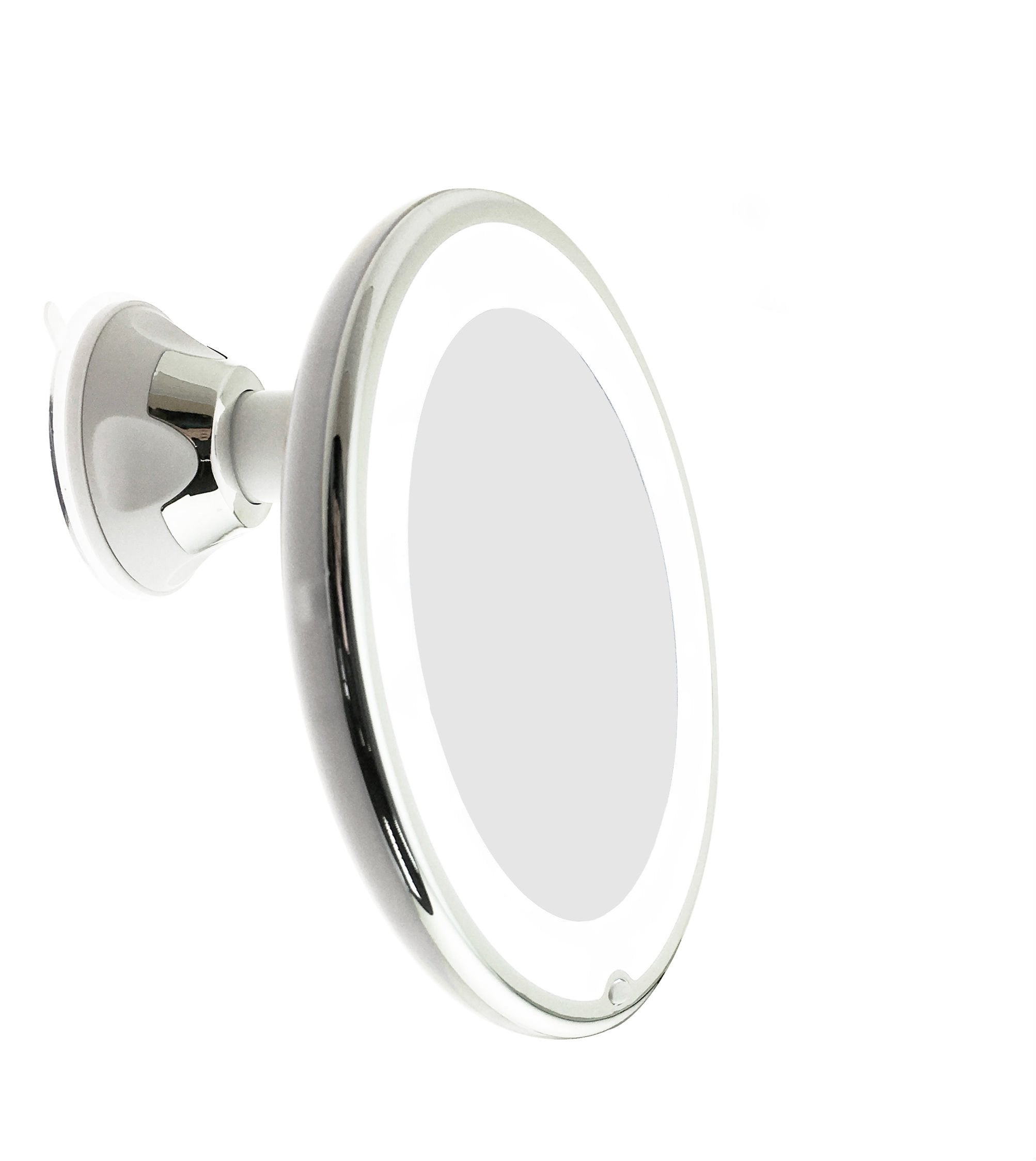 JiBen LED Lighted 10X Magnifying Makeup Mirror with Power Locking Suction Cup, Bright Diffused Light and 360 Degree Rotating Adj