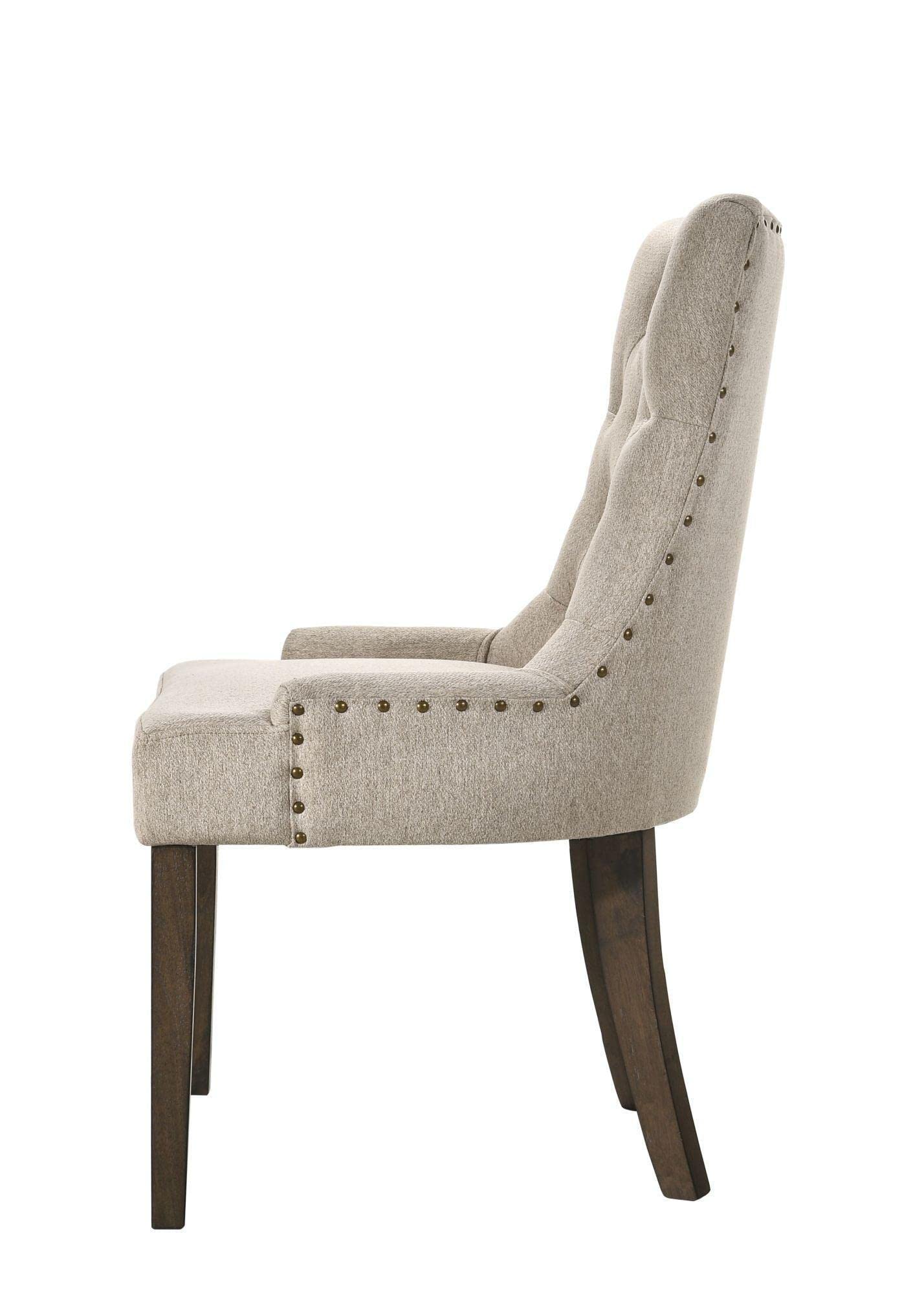 Acme Furniture Farren Side Chair, Beige Fabric & Espresso Finish