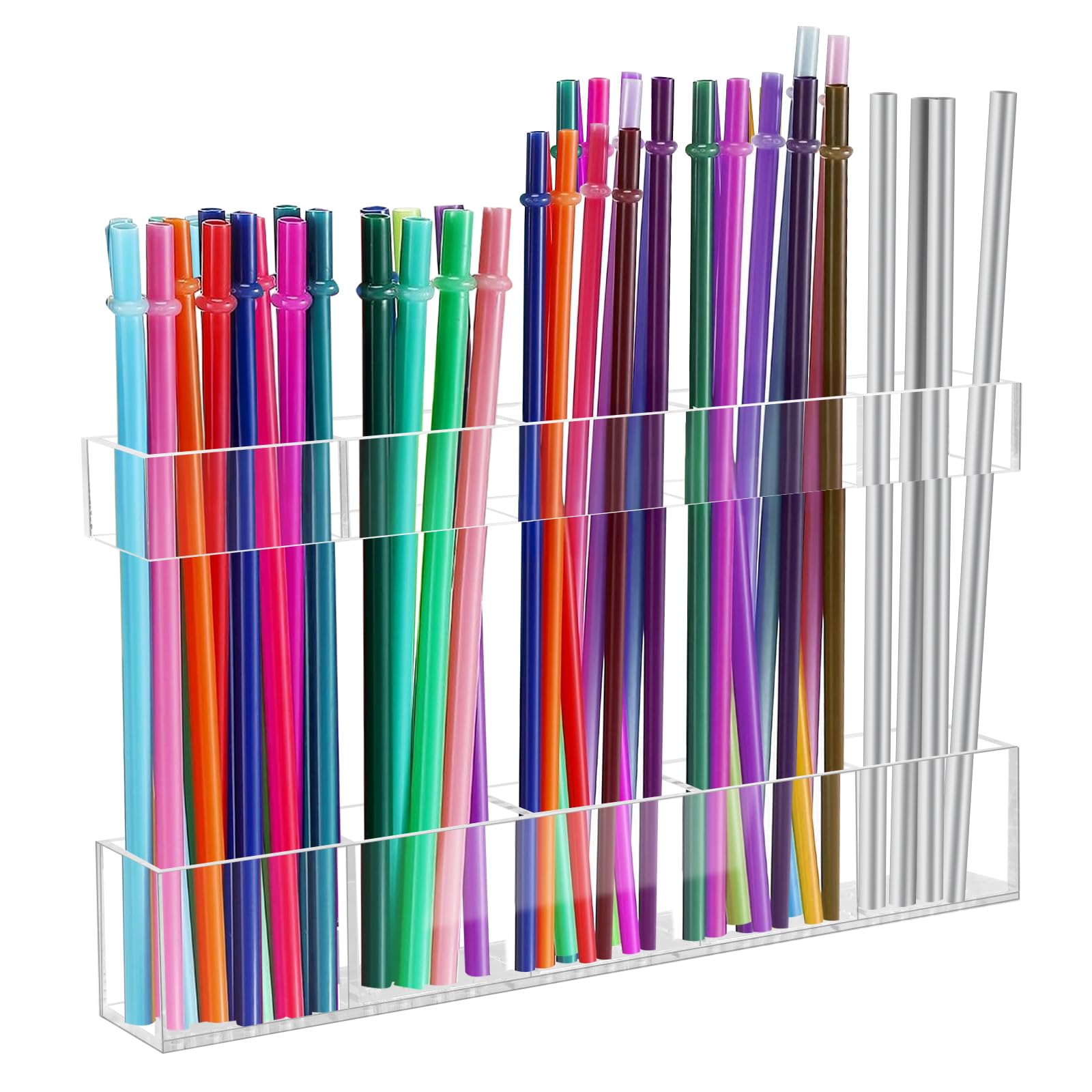 Malldii 9.5    Large Acrylic Straw Holder for Cabinet Door - Reusable Tumbler Straw Organizer Storage, Small Kitchen Accessories