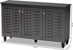 Click to see full view      5+  VIDEO Baxton Studio Wadia Modern and Contemporary Dark Gray 3-Door Wooden Entryway Shoe Storage Cabinet