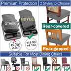 Buyue Luxury Dining Room Chair Covers Set Of 4, Easy Installation Stretchy Jacquard Armless Kitchen Chair Seat Protectors, Rear Covered- Sky Blue- 4