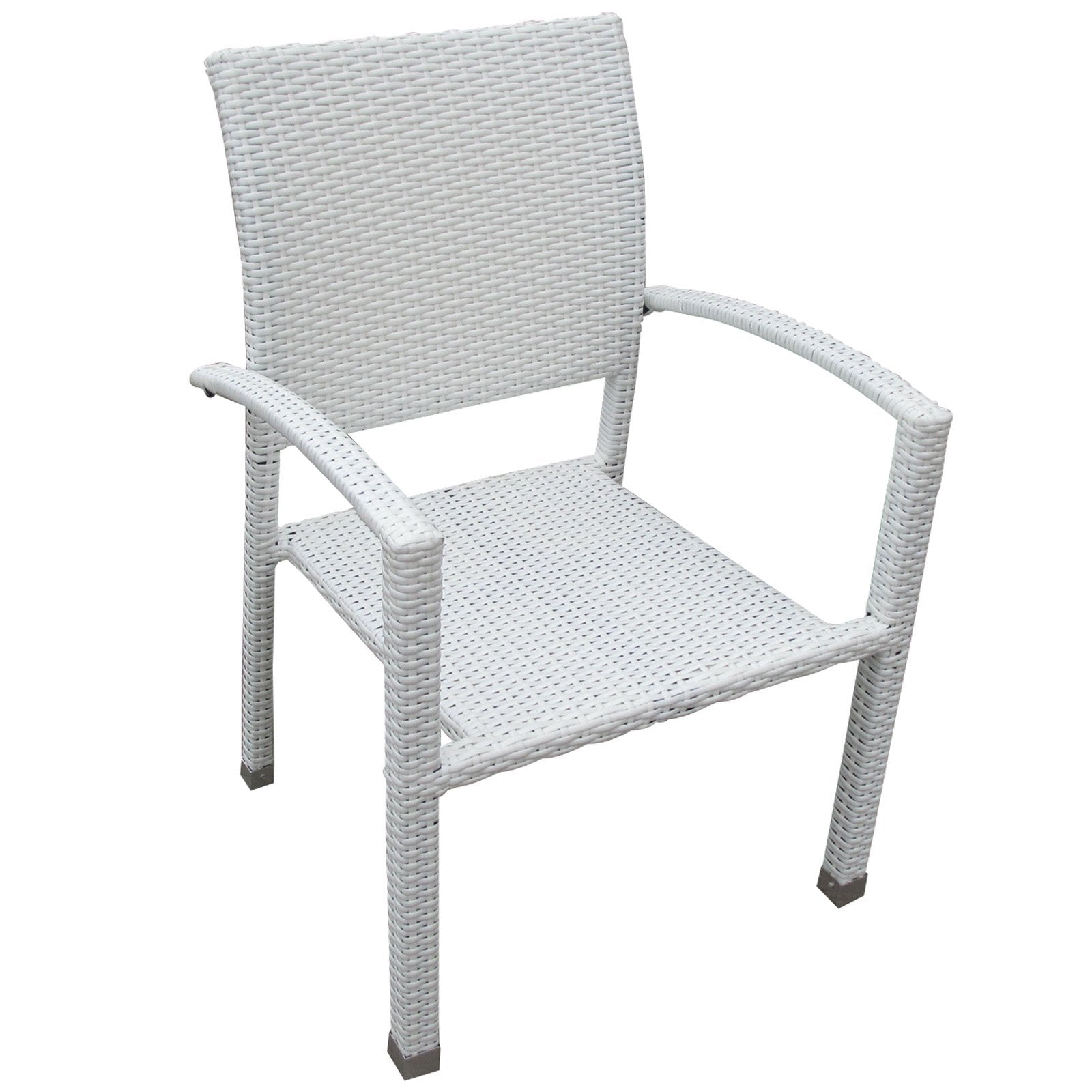 Four Outdoor Stackable Dining Chairs In White