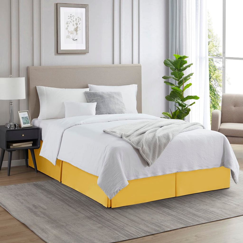 Nestl Yellow Twin Bed Skirt - Twin Size Bed Skirt 14 Inch Drop - Brushed Microfiber Bed Skirts - Hotel Quality Pleated Bed Skirt - Shrinkage & Fade Resistant
