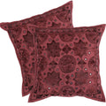 Dk Homewares Rajasthani Cotton Sofa Couch Cushion Covers 16 By 16 Set Of 2 Silk Thread Mirror Embroidered Square Cushions Pillow