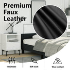 vidaXL Faux Leather Bed Frame Platform Bed, Scandinavian Style/Slats Support/No Box Spring Needed/Without Mattress/Easy Assembly, Black Twin Bed