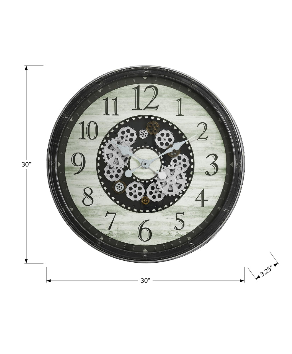 Monarch Specialties I 9030 Clocks, 30' Round, Gear Mechanism, Large Oversized, Wall Clock, Brown, Transitional