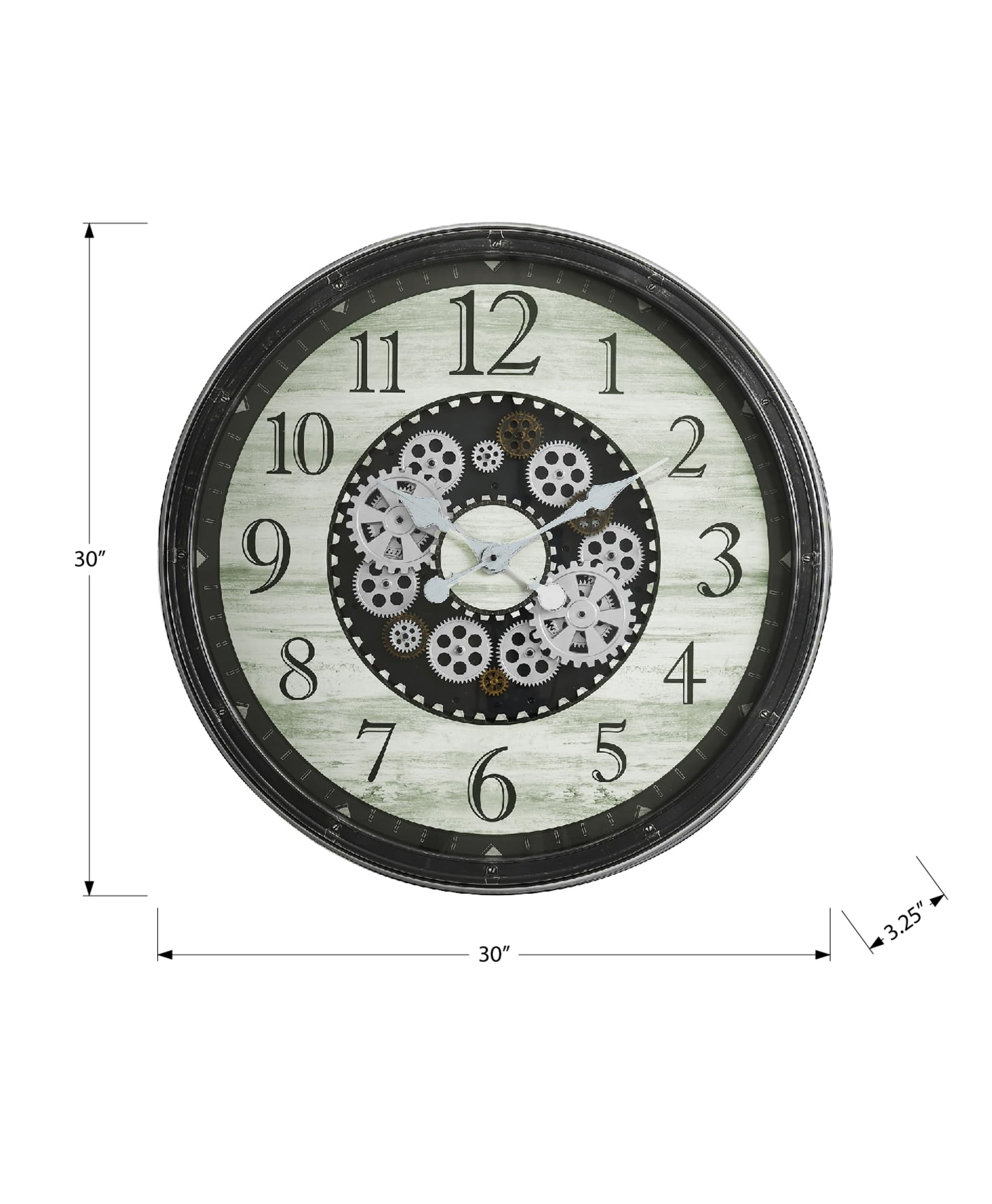 Monarch Specialties I 9030 Clocks, 30' Round, Gear Mechanism, Large Oversized, Wall Clock, Brown, Transitional