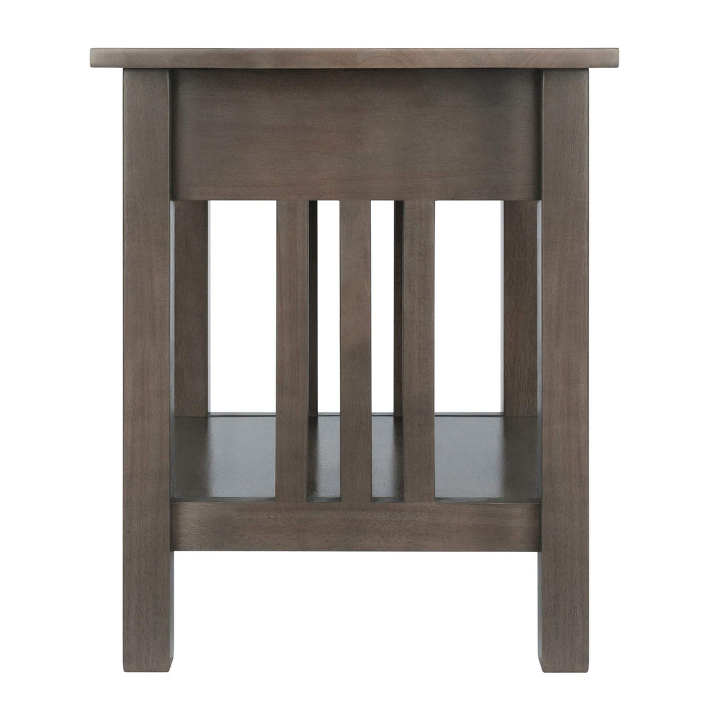 Ergode Wood Stafford End Table | Classic & Contemporary Design | Oyster Gray Finish | Drawer & Shelf | Solid & Composite Wood | 19.9' W x 18.9' D x 22' H (16018-VV) (16018-VV)