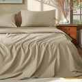 Shilucheng 100% Egyptian Cotton Queen Size Sheets Set - 1000 Thread Count,Luxury Cotton Bed Sheets,Breathable & Cooling Bedding And Pillow Cases, 16 Inch Deep Pocket - 4 Piece (Linen, Queen)