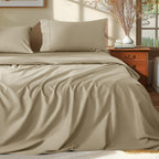 Shilucheng 100% Egyptian Cotton King Size Sheets Set - 1000 Thread Count,Luxury Cotton Bed Sheets,Breathable & Cooling Bedding And Pillow Cases, 16 Inch Deep Pocket - 4 Piece (Linen, King)