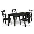 East West Furniture Webo5-Blk-W 5 Piece Dining Room Table Set Includes A Rectangle Kitchen Table With Butterfly Leaf And 4 Dining Chairs, 42X60 Inch, Black