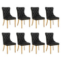Soarflash Velvet Dining Chair Set Of 8, Upholstered Tufted Dining Room Chair With Nailhead Trim And Solid Gold Plated Leg For Ki